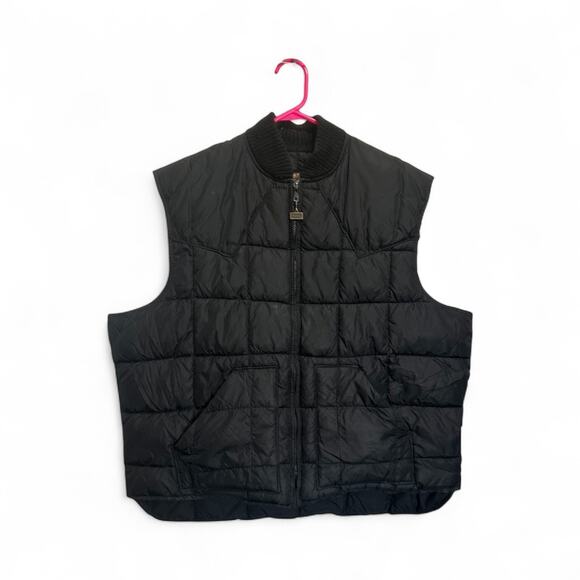 Vintage Walls Western Wear USA Made Black Nylon Shell Puffer Vest Zip Men's XL - Picture 1 of 5